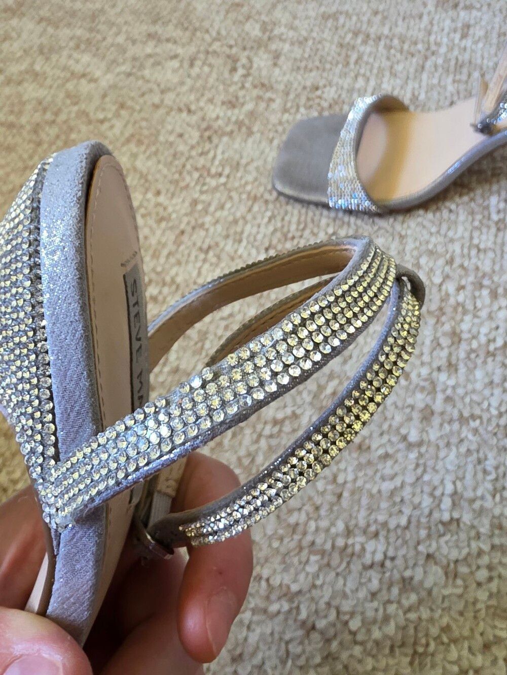 Steve Madden Lange Glam Heels Silver Rhinestones Size 8 - Picture 12 of 14